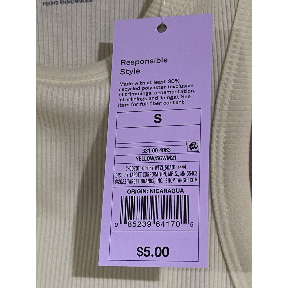 Wild Fable Tiny Tank Top – Yellow Ribbed Crop – Size Small - Picture 7 of 7